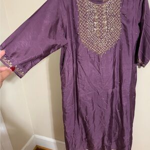 India Boutique Purple Maxi Dress with Gold Accents